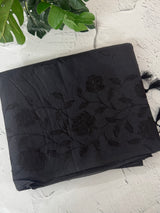 Mul chanderi saree with applique work MSH179 Black