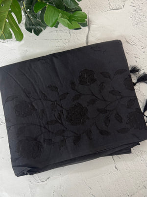Mul chanderi saree with applique work MSH179 Black