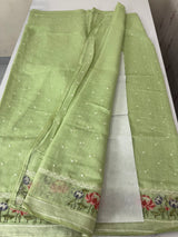 Semi linen saree with embroidery- MS15167