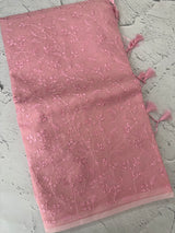 Moonga checks saree with embroidery MSH219 Pink