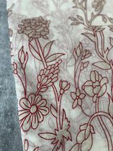 Mul chanderi applique work saree  MSH132 - Offwhite & Red