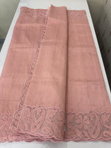 Semi tussar saree with applique borders MSH999 Peach-2