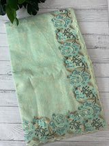 Phulkari NetKota embroidery saree - MSH126 Pastel PistaGreen