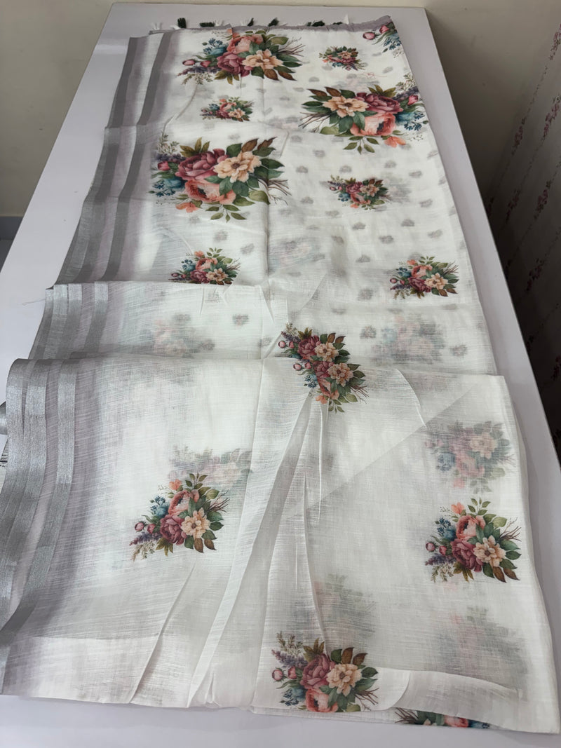 Digital printed semi Linen Saree MLS615- 18