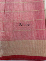 Checks semi chanderi saree  MS9871 - Red