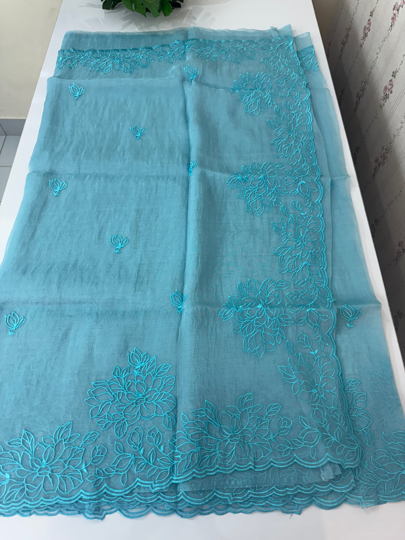 Tissue Organza saree MS14051- Blue