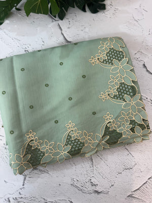 Satin finish kosa tussar saree with cutwork - MSH205 DustyAquaGreen