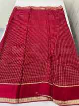 Crepe chiffon georgette saree with checks MS40097 BERRY PINK