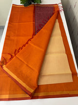 Mangalagiri Silk Cotton Saree  with zari checks MS90321 Orange