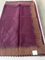 Semi Organza saree with embroidery borders - MSH296 Wine