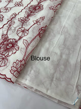 Netkota embriodery saree  MSH119 Red & White