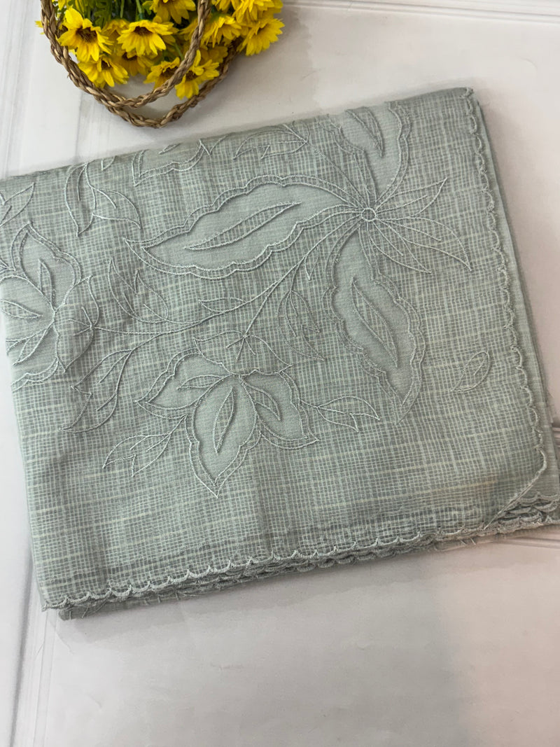 Kota silk saree with applique work VSJC1- Ash