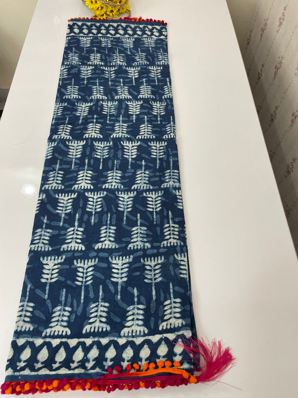 Pure mul cotton hand block printed saree SKSRMY