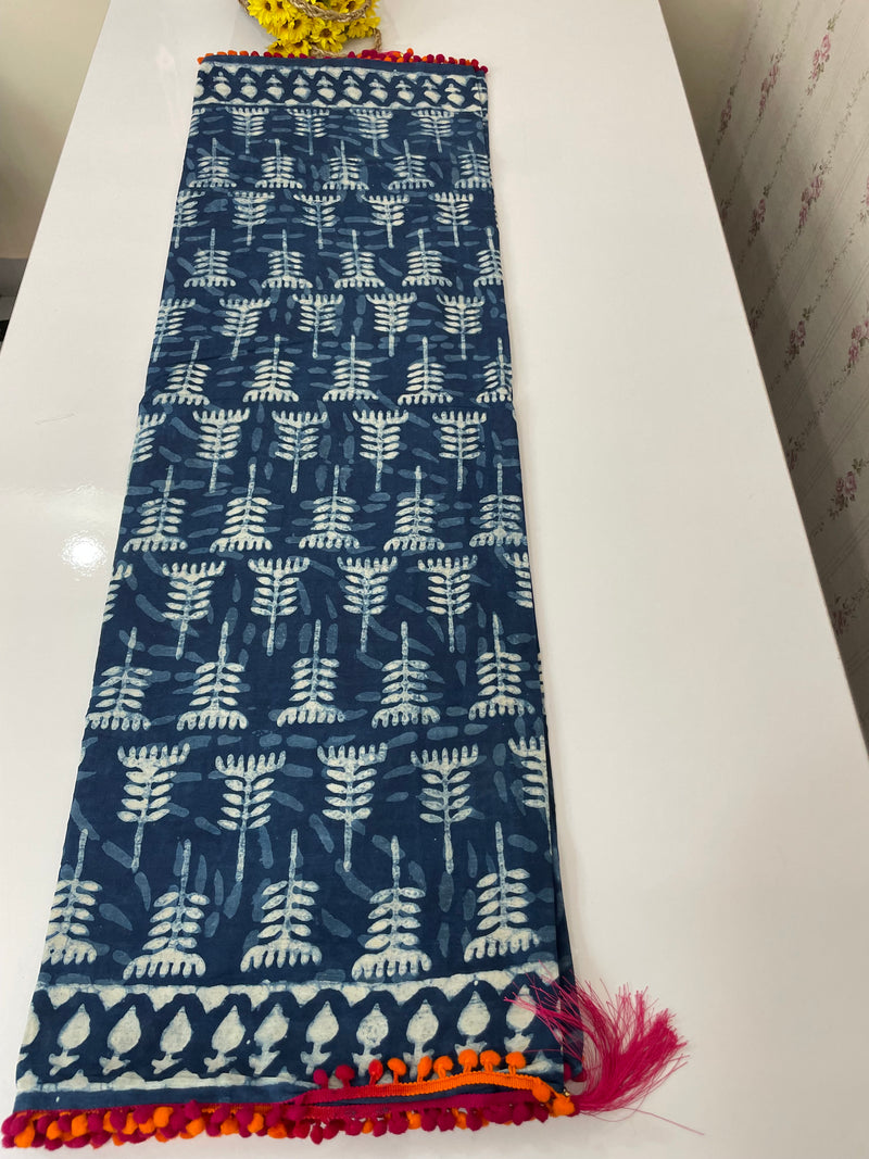 Pure mul cotton hand block printed saree SKSRMY