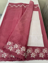 Soft organza saree with sequins cutwork borders- MCW541 - Pink