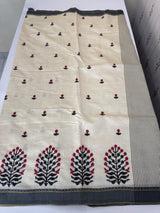 Blended tussar silk saree with embroidery- MSH490