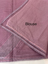 Supernet saree with crochet work and lace border MCJ5433 - MauvePink (Design - Diagonal Crochet)