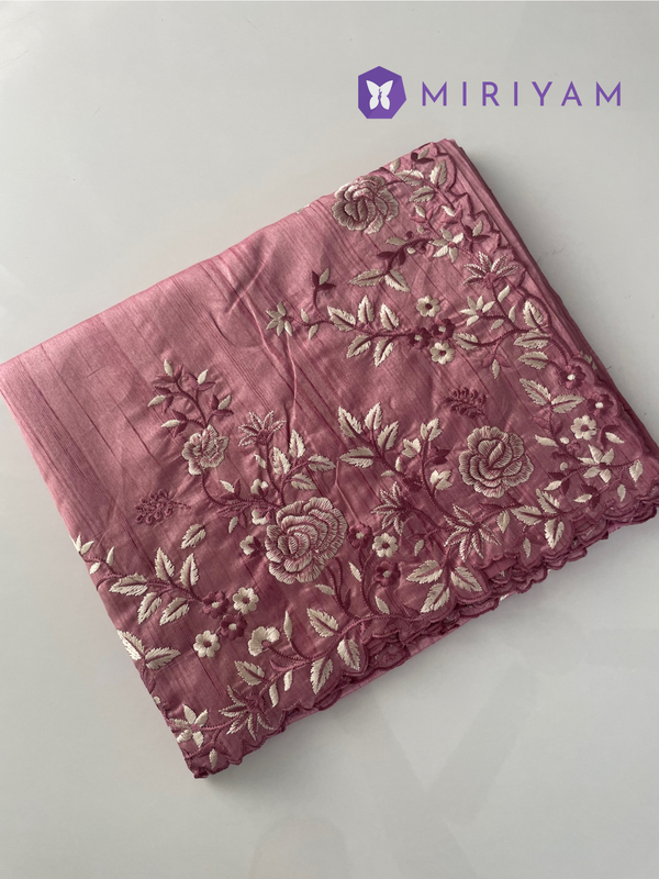 Embroidered Crepe semi tussar silk saree- TURKISH ROSE MSS724