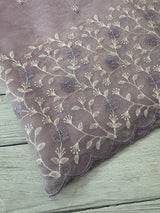 Glassy tissue organza saree with embroidery FKSF133- Dusty Lilac