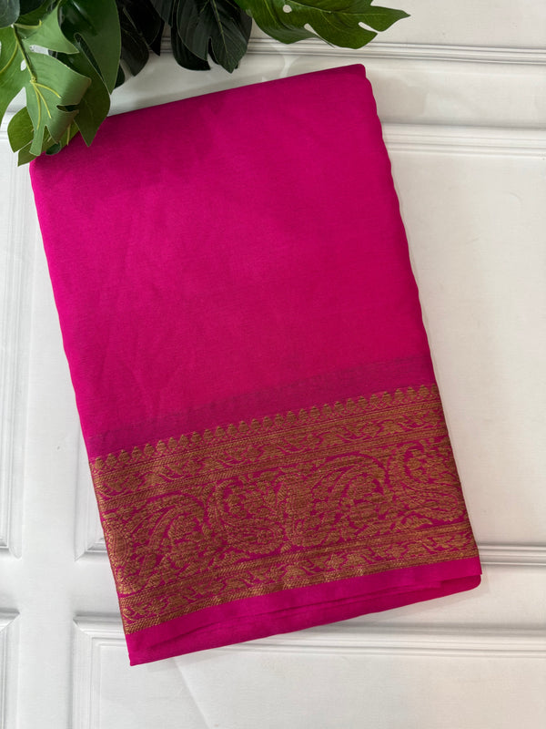 Soft dola silk saree with brocade blouse MDLS215 RaniPink