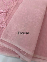Moonga checks saree with embroidery MSH219 Pink