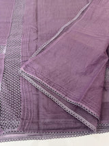 Supernet saree with crochet work and lace border MCJ5433 Mauve