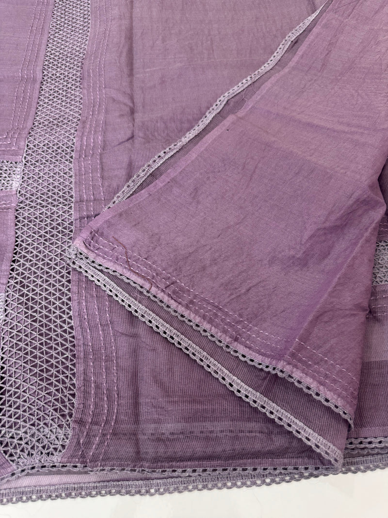 Supernet saree with crochet work and lace border MCJ5433 Mauve