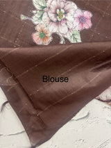 Semi tussar saree with applique work and embroidery MTS3711