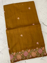 Blended tussar saree with cutwork border- MSHK695