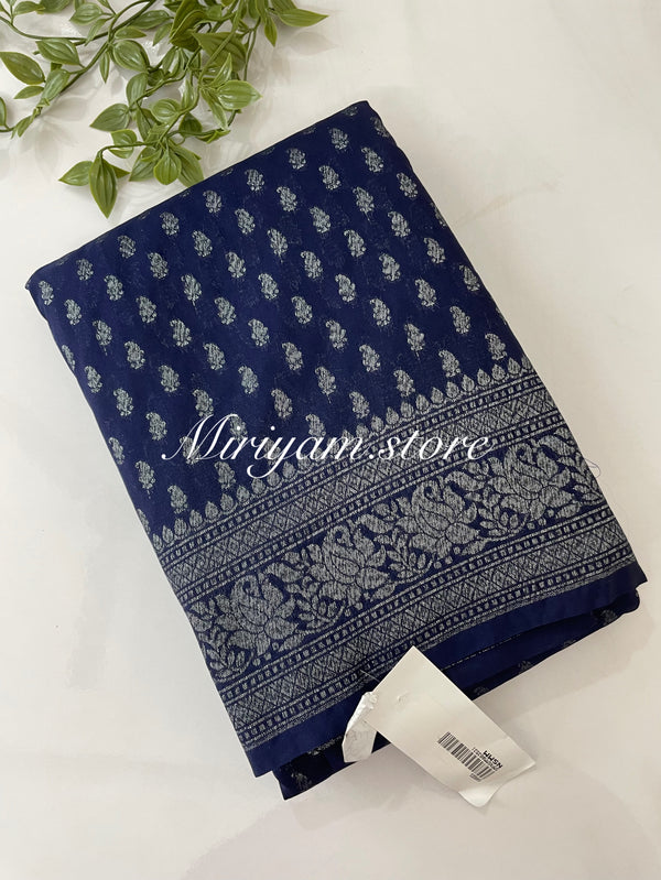 Banarasi viscose Georgette saree MKGS561- NavyBlue