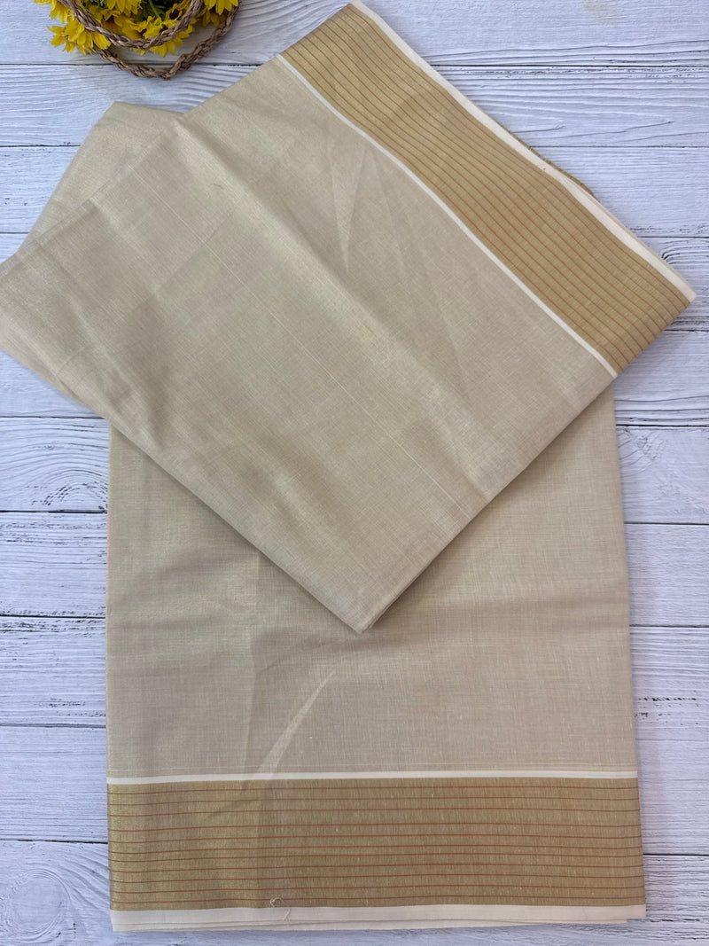 Kerala Gold tissue saree- Orange Lines