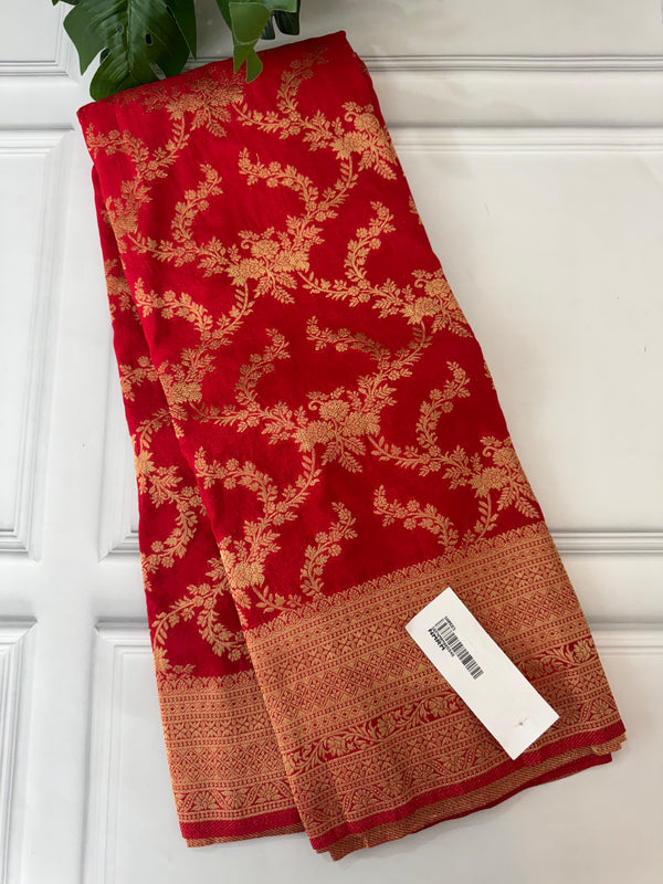 Banarasi viscose Georgette saree SEFNMRM - ChilliRed