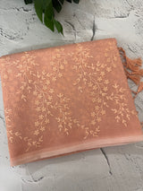 Moonga checks saree with embroidery MSH219 Peach