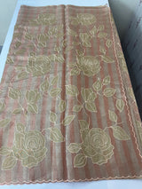 Tissue Silk applique work saree MSH133 Design 1- Peach