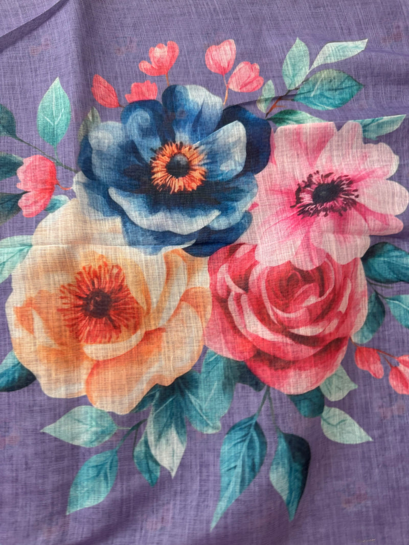 Digital printed semi Linen Saree MLS615- 21