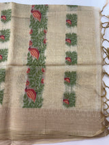 Jamdani silk Cotton Saree MS12567 (3) PeachRed birds