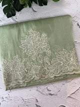 Tissue mix soft Organza saree with applique work MSCK38 DustyGreen