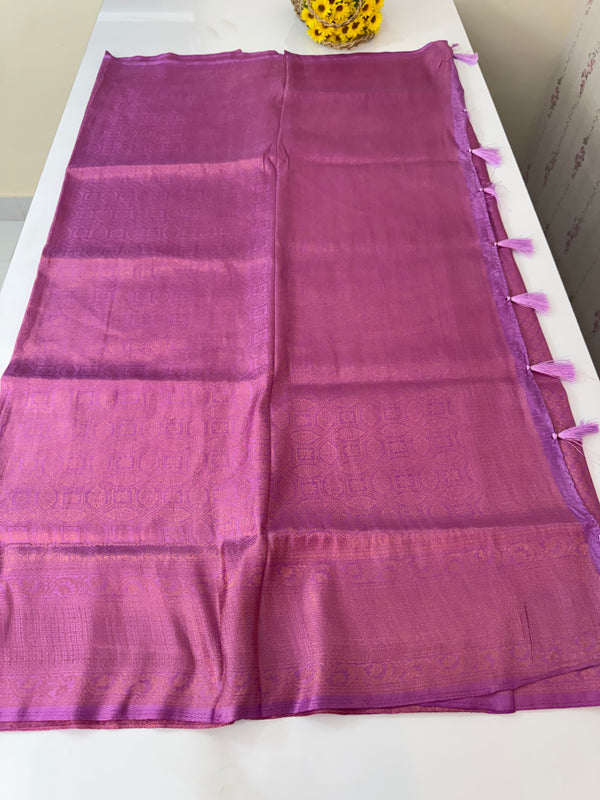 Brocade soft silk saree in copper zari weaving  MS6771