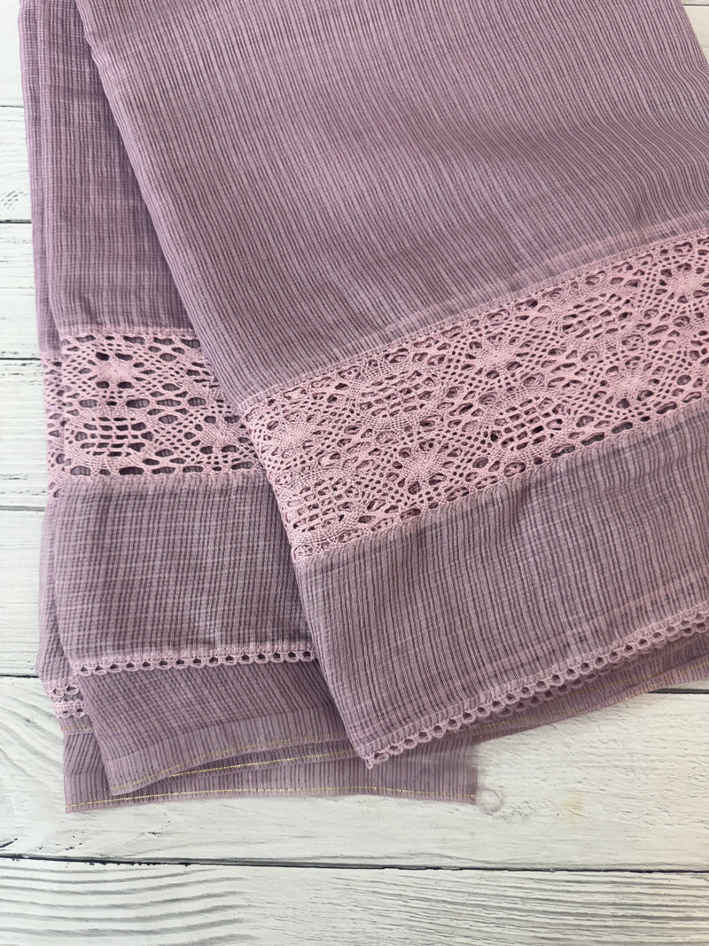 Kota saree with crochet work and lace border MCJ879 PastelMauve