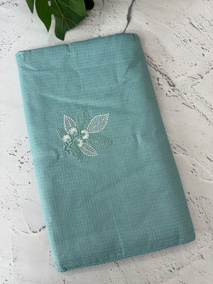 Kota  checks saree with embroidery - MS7679 LightBlue