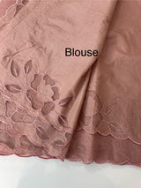 Moonga checks saree with Applique work borders  MSH149 (2)- Dusky Peach