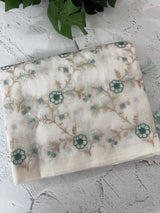 White Kota Supernet saree with embroidery MSH153 - White to Blue