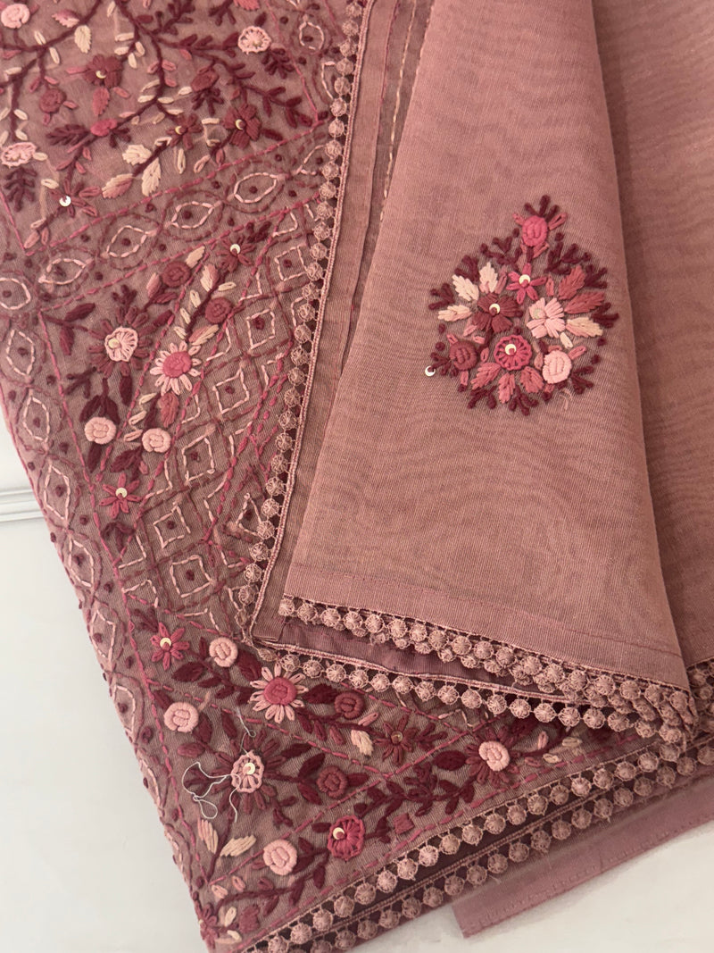 Handworked Tissue silk saree FBLK162 DuskyOnionPink
