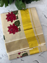 Kerala tissue printed saree