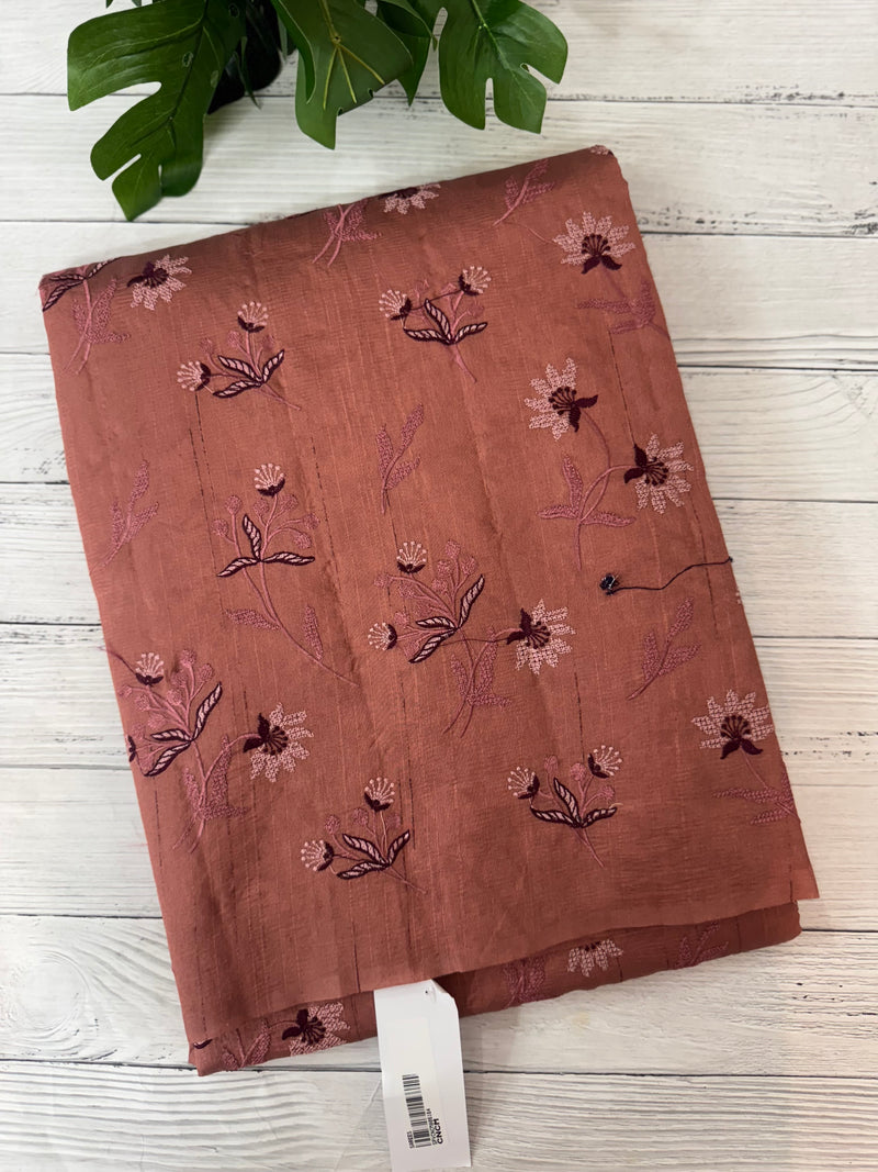 Crushed Blended tussar silk saree with embroidery- MSB7654 DuskyPeach