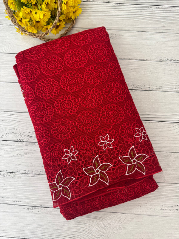 Phulkari Kota embroidery saree with cutwork- MCBV67 RED