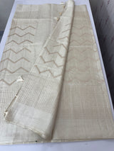 Blended tussar saree with zari embriodery - MS8665 (6) Pearl Cream