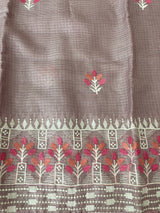 Soft kota checks saree with embroidery - MS7645 PastelMauve