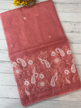Soft kota checks saree with embroidery SVPIIY- Peach