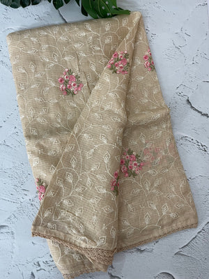Soft kota checks saree with embroidery - MS7676